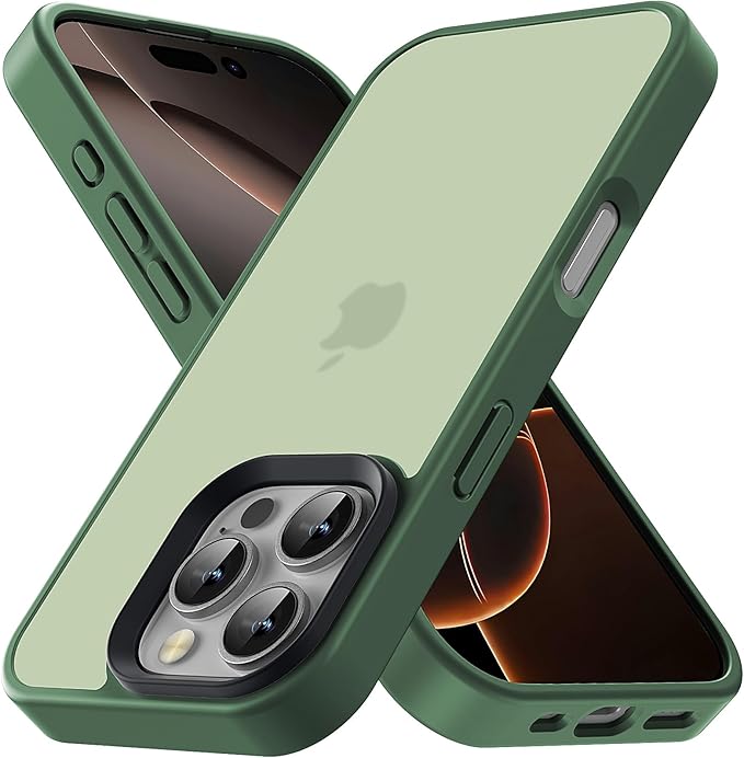 for iPhone 16 Pro Max Phone Case, Shockproof for iPhone 16 Pro Max Case, Military Grade Drop Protection, Protective Hard Back Slim Translucent Cover,Matte Green