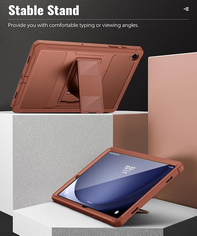 MoKo Case Fit Galaxy Tab A9 Plus 11-Inch 2023 (SM-X210/X216/X218), Shockproof Full Body Rugged Stand Back Cover Built-in Screen Protector Fit Galaxy Tab A9+ 11" 2023, Dark Coffee