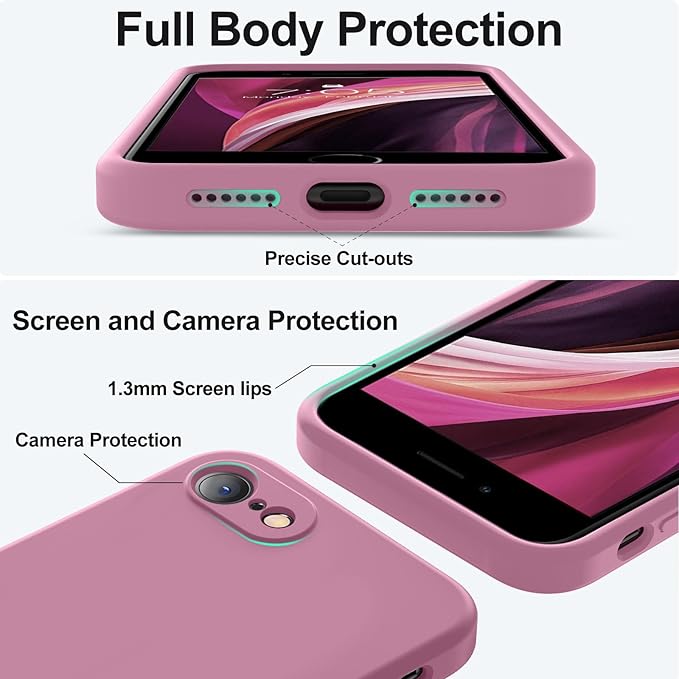 Vooii for iPhone SE Case 2022/3rd/2020,iPhone 8/7 Case, Upgraded Liquid Silicone with [Flat Edges] [Camera Protection] [Soft Anti-Scratch Microfiber Lining] Phone Case for SE 4.7 - Lavender Purple