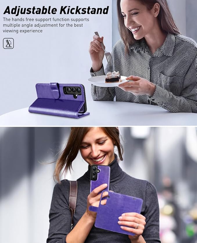 OCASE for Samsung Galaxy S24 Detachable Wallet Case with Card Holder, [2 in 1] PU Leather Flip Folio Case with RFID Blocking Magnetic Stand Removable Shockproof Phone Cover, Purple