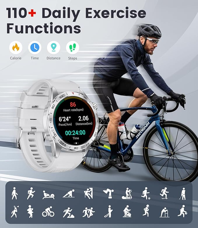 Smart Watches for Men Women, 1.43" Bluetooth Call Sports Smart Watch, Waterproof Fitness Tracker with 110+ Sports Modes/Heart Rate/Sleep Monitor, Fitness Smart Watch for Android & iPhone(3 Straps)