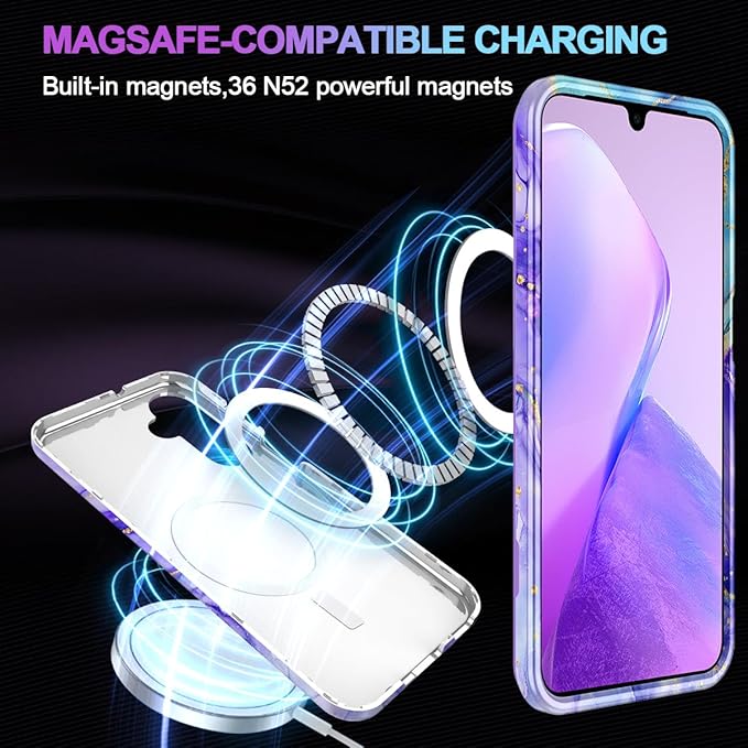 Casetego for Galaxy A16 5G Case,Compatible with MagSafe,[Military Grade Drop Test] Full Body Protection Slim Shockproof Rugged Marble Women Case for Samsung Galaxy A16 5G 6.7 inch,Cobalt Violet