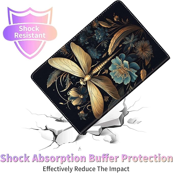 Case for Galaxy Tab A9 Plus ， Auto Sleep/Wake Multi-Angle Viewing Slim Folio Stand Cover for Samsung Galaxy Tab A9+/A9 Plus 11 Inch 2023 (SM-X210/X216/X218), Dragonfly Art