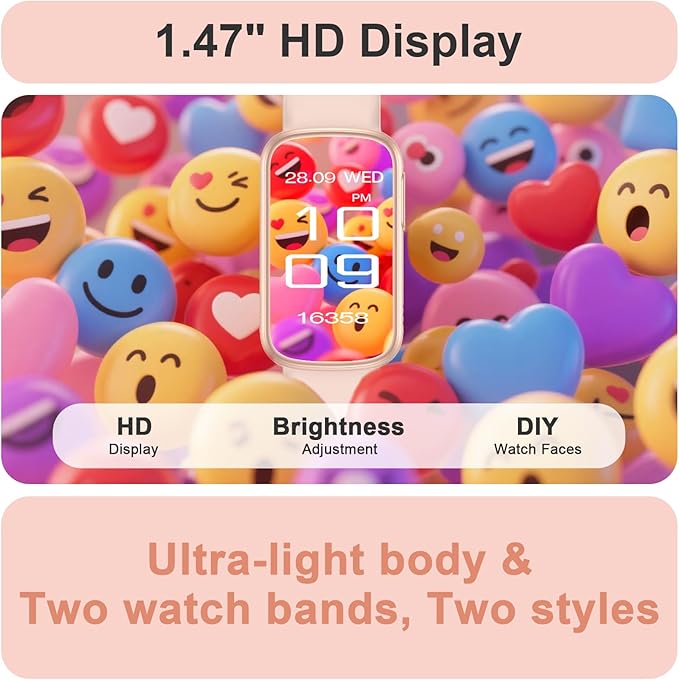 Smart Watches for Women,Fitness Trakcer with Bluetooth Call, Heart Rate/Sleep Monitor/Calories/Blood Pressure,130+ Sports Modes 1.47'' Smartwatch for Android iPhone,IP68 Waterproof,2 Bands,Rose Gold