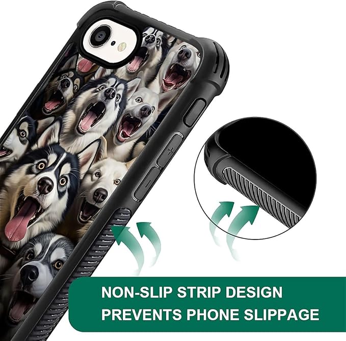 Compatible with iPhone 16e Case,Husky Family Phone Cover for Men/Women,Soft TPU Anti-Skid Thread and Four Corner Anti-Collision Protection Case Compatible with iPhone 16e 6.1inch