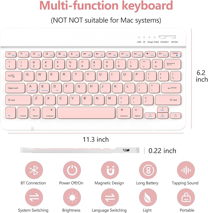 aMZCaSE for iPad Pro 13 inch Case with Keyboard, Keyboard Case for iPad Pro 13 with Bluetooth Detachable Smart Sleep/Wake Cover & Pencil Holder for M4 13 inch, Light Pink