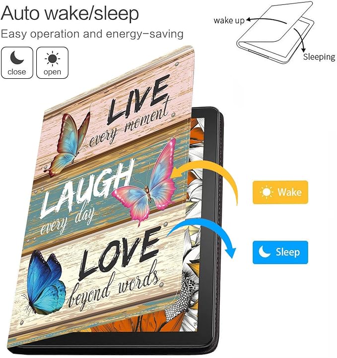 Case for Samsung Galaxy Tab A 10.1 2019 (SM-T510/T515/T517), Slim Lightweight PU Leather Stand Cover with Auto Wake/Sleep for Galaxy Tab A 10.1 Inch - Inspirational Quote Live Laugh Love