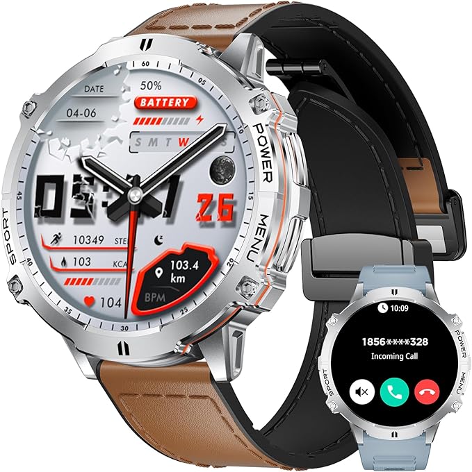 LIGE Smart Watches with 900mAh Battery,1.73" AMOLED relojes para Hombres with Bluetooth Call,110+Sports Mode Tactical Fitness Watch/Heart Rate Sleep Health Monitor/Android iOS Smart Watch