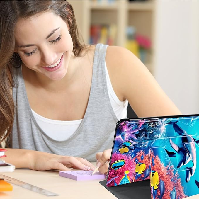 Case for Lenovo Tab M10 Plus 10.3", 360 Degree Rotating Folding Stand,with Auto Sleep/Wake Case for Lenovo Tab M10 Plus (2020 2nd Gen) TB-X606F/TB-X606X 10.3" FHD Tablet,Deep Sea Corals Dolphin