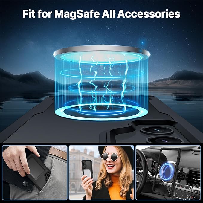 CENHUFO Magnetic for Samsung Galaxy S24 Case, Privacy Phone Cover with Built-in Anti Peep Privacy Screen Protector and HD Camera Lens Protective, Full Body Shockproof Double Sided Bumper - Black