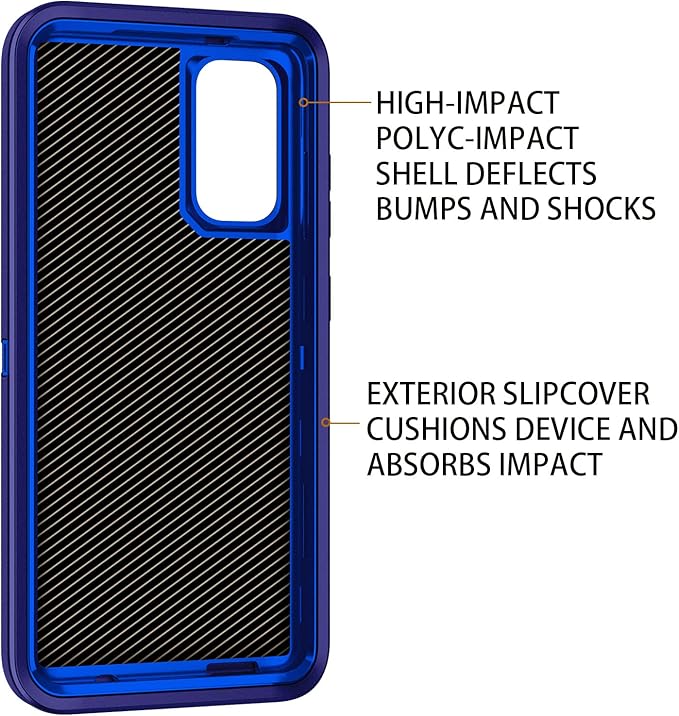 for Galaxy S20 FE 5g Case,Shockproof Dropproof Dustproof 3-Layer Full Body Protection Rugged Heavy Duty High Impact Hard Cover Case for Galaxy S20 FE 6.5 inch,Dark Blue