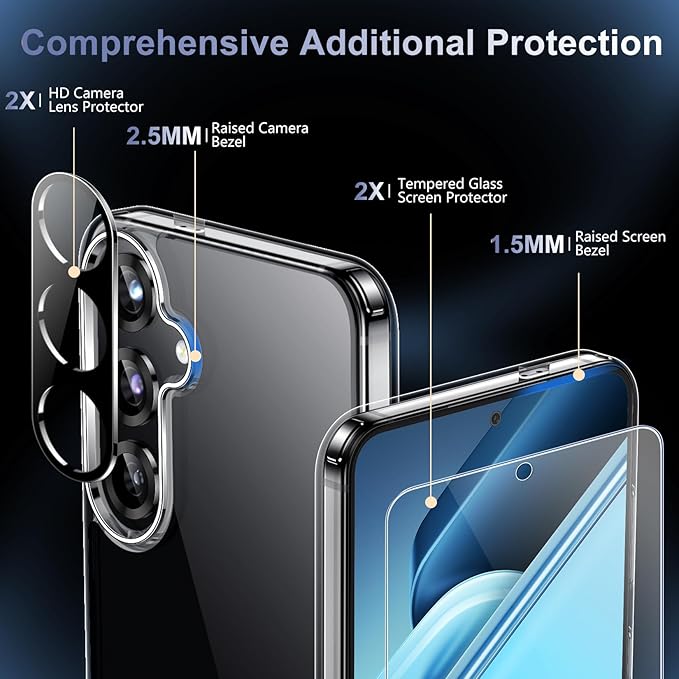 Red2Fire for Samsung Galaxy S25 Case Clear, [Non-Yellowing] [Slim Thin] [Military Grade Drop Protection] Lightweight Shockproof Protection Phone Case for S25 Case,Clear