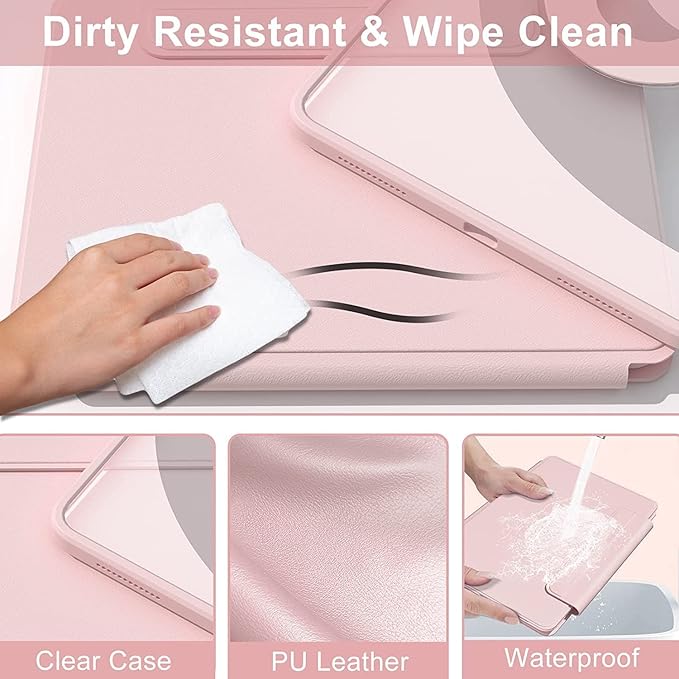 Vertical Case for iPad 9th/8th/7th Generation/Pro 10.5/ Air 3rd Gen, Magnetic Detachable Case with Pencil Holder【It can Hold Keyboard】 360 Rotatable Smart Cover (Pink)