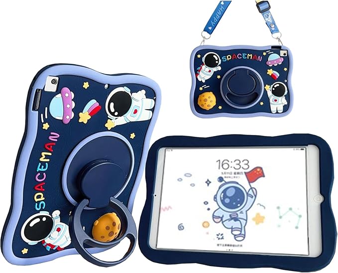 for Galaxy Tab A9 Plus Case 11 Inch 2023 Kids Girls Cute 3D Kawaii Cartoon Silicone Cover with 360°Rotatable Stand Shoulder Strap Hand Grip Case for Tab A9 Plus Tablet SM-X210/X216/X218(Star)