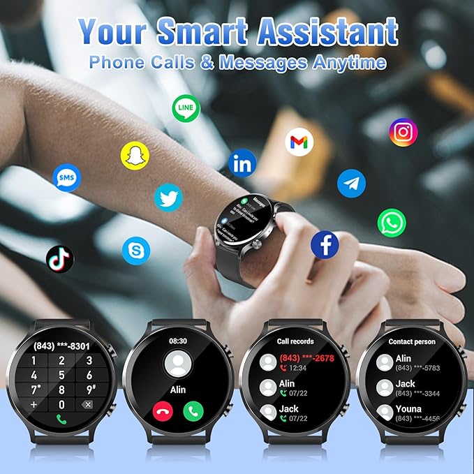 Smart Watch 2025 Upgraded, 1.39" HD Fitness Watch for Men/Women, IP68 Waterproof Watch with Heart Rate/Blood Oxygen/ Sleep Monitor 110+ Sports Modes, Long-Lasting Battery Compatible with Android/iOS