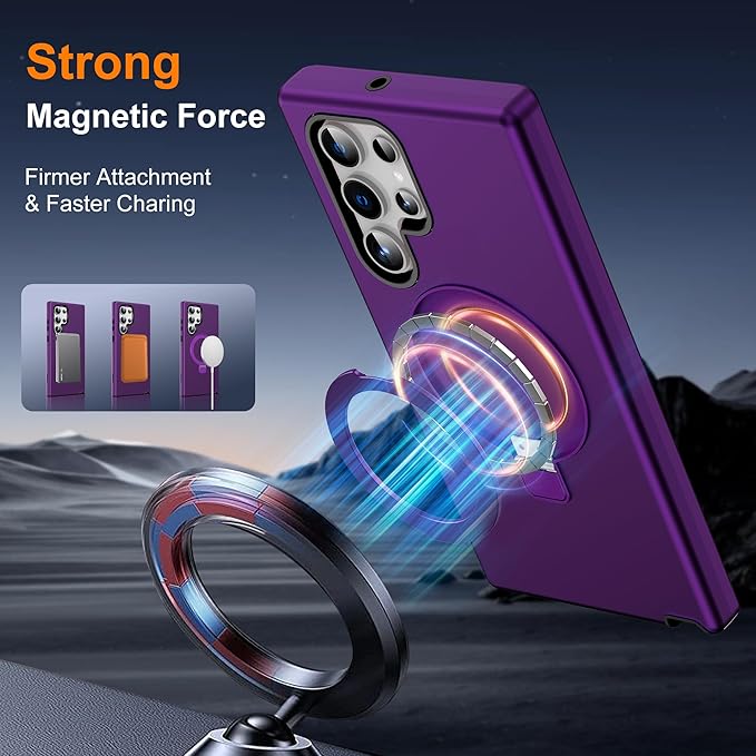 Designed for Samsung Galaxy S23 Ultra Case with Magnetic Ring Stand [Compatible with Mag-Safe][Military Grade Drop Protection][Build in Kickstand] Shockproof S23 Ultra Phone Case 6.8",Purple