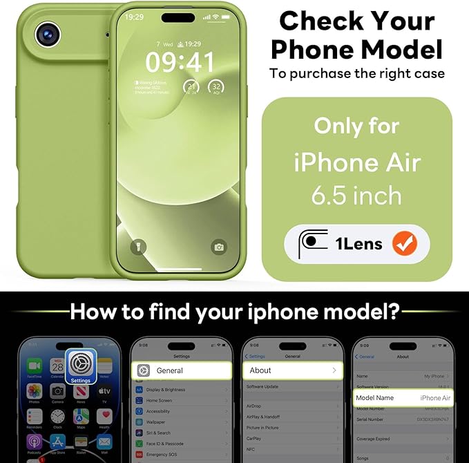 Vooii Magnetic Compatible with iPhone Air Case (Compatible with Magsafe) (Upgraded Camera Protection) Liquid Silicone Shockproof Full Body Protective Phone Cover for Women Men, Cedar Green, 6.5"