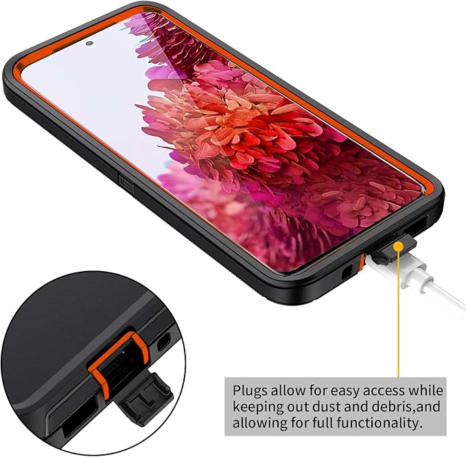 for Galaxy S20 FE 5g Case,Shockproof Dropproof Dustproof 3-Layer Full Body Protection Rugged Heavy Duty High Impact Hard Cover Case for Galaxy S20 FE 6.5 inch,Black/Orange