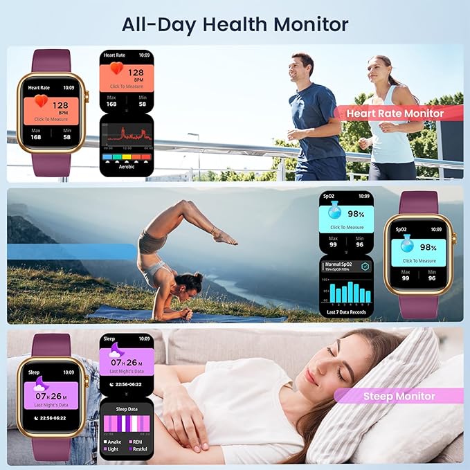 Smartwatch Women Fitness Tracker Watch: Red Smart Watches for Women Make Answer Bluetooth Call Android Phones iPhone Compatible 123+ Sport Modes IP68 Waterproof Digital Pedometer Heart Rate Monitor