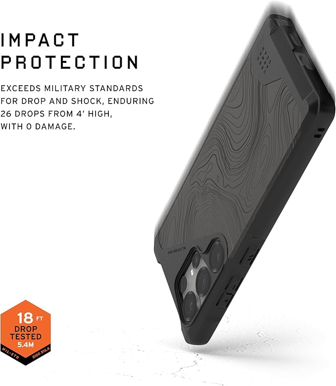 URBAN ARMOR GEAR UAG Designed for Samsung Galaxy S25 Ultra Case 6.9" Metropolis LT - Compatible with Magnetic Charging Impact-Resistant Rugged Military Drop Tested Protective Cover, Topography Black