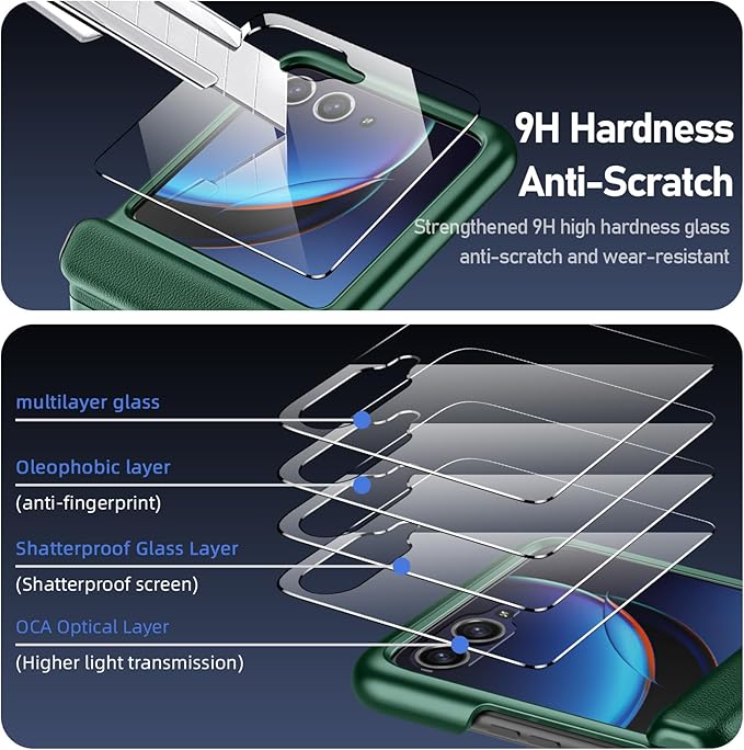 for Motorola Razr Plus 2023 Case, Built-in Screen Protector & Hinge Protection & Ultra Thin Matte PC Shockproof Phone Cover Smartphone Case for Moto Razr Plus 2023 (Green)