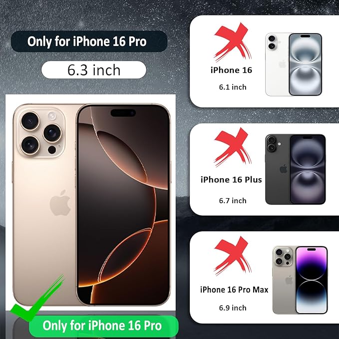 for iPhone 16 Pro Case, Supports Wireless Charging,Compatible with MagSafe, Shockproof Slim Magnetic Case for iPhone 16 Pro, Grey