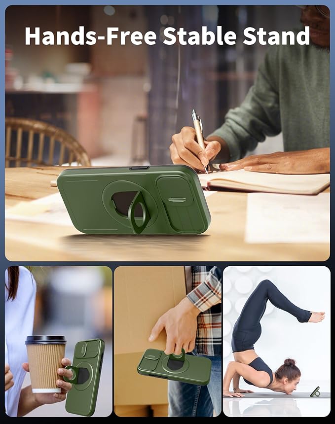 for iPhone 13 Case Magnetic Compatible with MagSafe Wireless Charging,with 2 Screen Protectors,for 13 Case Built-in Kickstand+Camera Cover Anti-Scratch Shockproof Heavy Duty Protection Blue