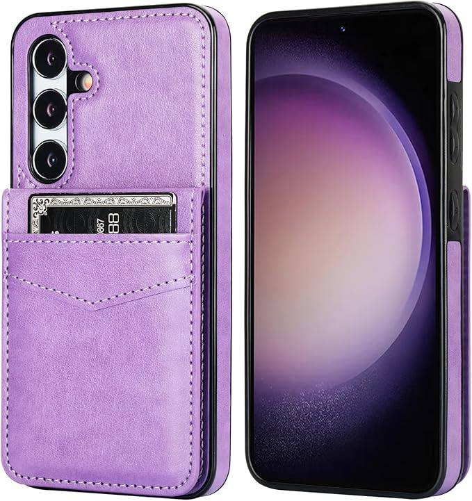 KIHUWEY for Samsung Galaxy S24 Case Wallet with Credit Card Holder, Flip Premium Leather Magnetic Clasp Kickstand Heavy Duty Protective Cover for Samsung Galaxy S24 6.2" (Purple)