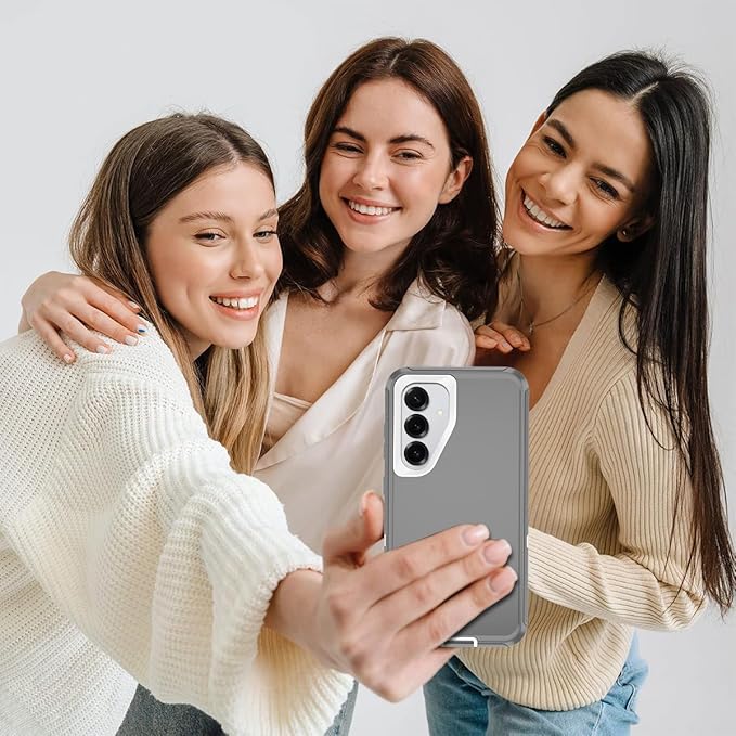 for Samsung Galaxy S25 Case Heavy Duty Protective Case Shockproof Dropproof 3-Layer Full Body Protection [Without Screen Protector] Tough Rugged Case for Galaxy S25,Grey/White