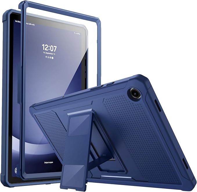 MoKo Case Fit Galaxy Tab A9 Plus 11-Inch 2023 (SM-X210/X216/X218), Shockproof Full Body Rugged Stand Back Cover Built-in Screen Protector Fit Galaxy Tab A9+ 11" 2023, Sea Blue