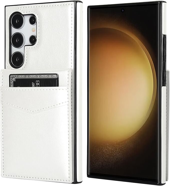 KIHUWEY Samsung Galaxy S24 Ultra 6.8'' Cellular Phone Case, Flip Leather Wallet with Card Holder, Magnetic Clasp, Kickstand, Heavy Duty Protective Cover (White)