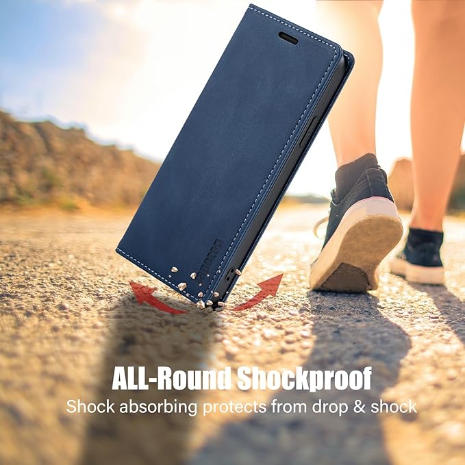 japezop iPhone 15 Pro Max 5G Wallet Case with [RFID Blocking],Card Holder Kickstand Magnetic,Leather Flip Case Wallet for iPhone 15 Pro Max 5G 6.7 Inch(Blue)