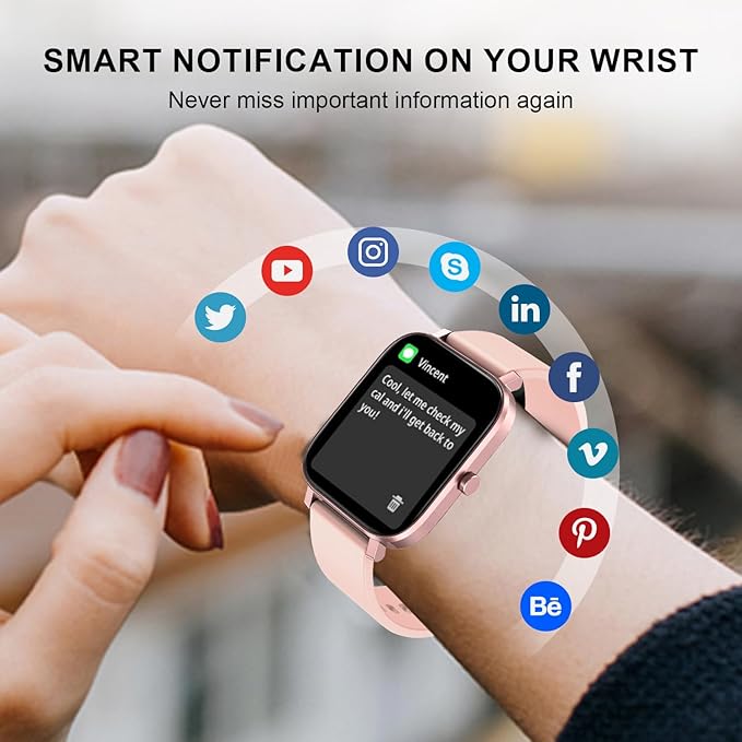 Smart Watch for Women Fitness Tracker Watch for Android/iOS Phones, Activity Trackers and Smartwatches with Heart Rate/Sleep Monitor, Step Counter, Waterproof Smart Watches
