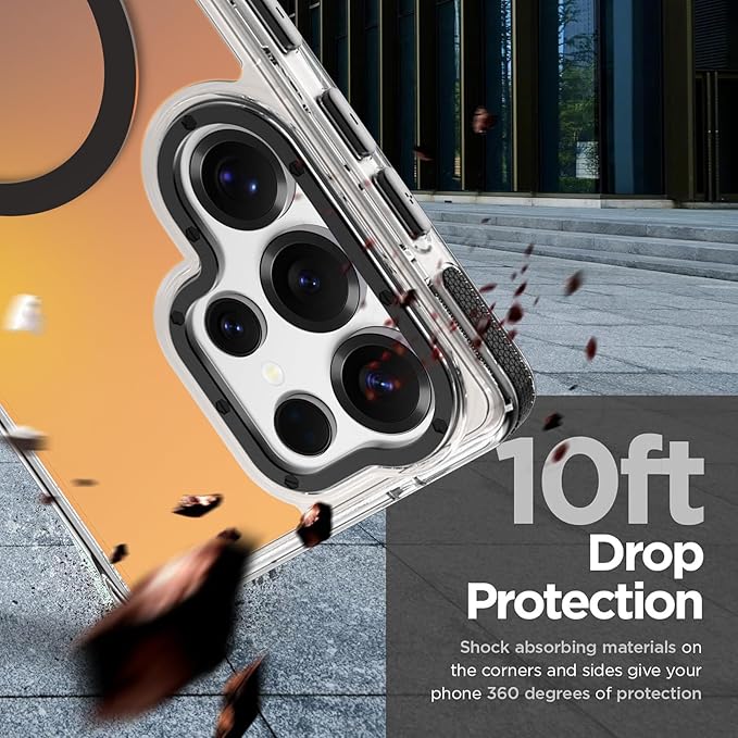 MOWIME Magnetic Case for Samsung Galaxy S25 Ultra [Compatible with Magsafe] [Cute Fashion Fluorescent Design] [1 Screen Protector] Slim Translucent Matte Case for Galaxy S25 Ultra 6.9", Black