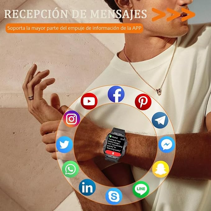 SmartWatch Men Bluetooth Call Fitness Tracker 1.91" HD Full Touch Screen Make/Answer Calls Smart Watches IP68 Waterproof Silicone Strap Outdoor Sport Activity Watch for Android iOS (Black)