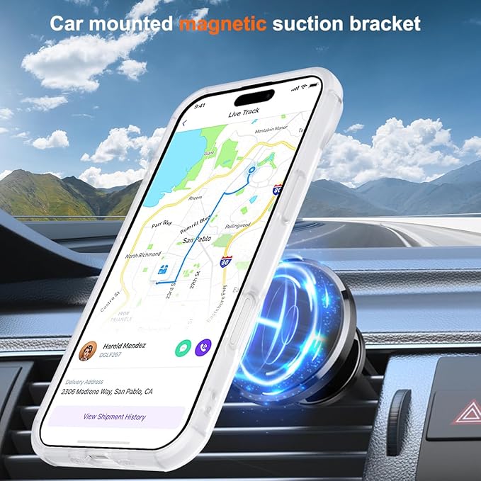 Magnetic Compatible with iPhone Air Case with Stand [Military Grade Drop Tested][Compatible with Magnet] Ring Translucent Slim Hard Back Soft Edge 17 Air Phone Case, Frost White