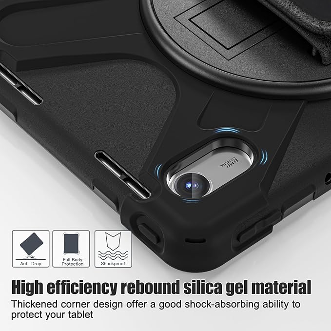 ZenRich Rugged Tablet Case for Lenovo Tab M11/K11 LTE 11" 2024 (TB-330FU/330XU), Heavy Duty Shockproof Protective Cover with Screen Protector, 360° Rotating Kickstand, Hand Strap & Shoulder Belt