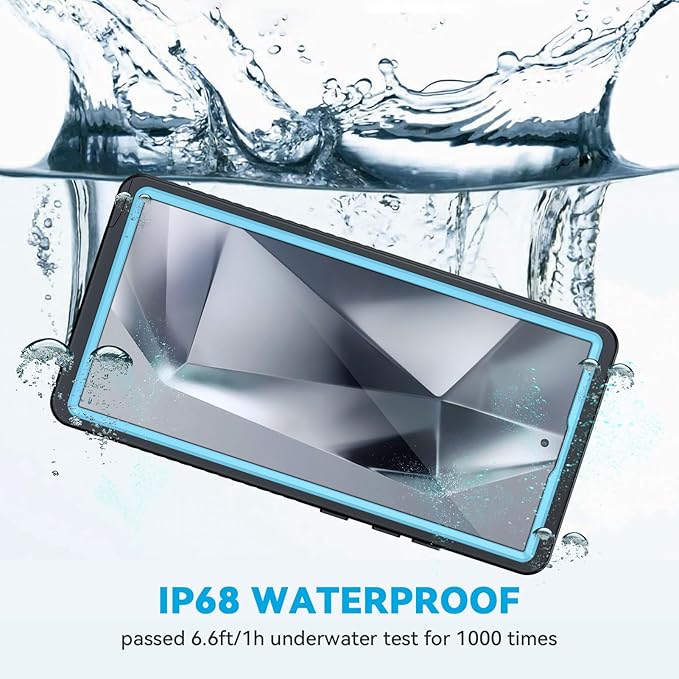 Lanhiem for Samsung Galaxy S24 Ultra Case, IP68 Waterproof Dustproof, Built-in Screen Protector, Rugged Full Body Shockproof Protective Cover for Galaxy S24 Ultra 5G 6.8 Inch, Light Blue