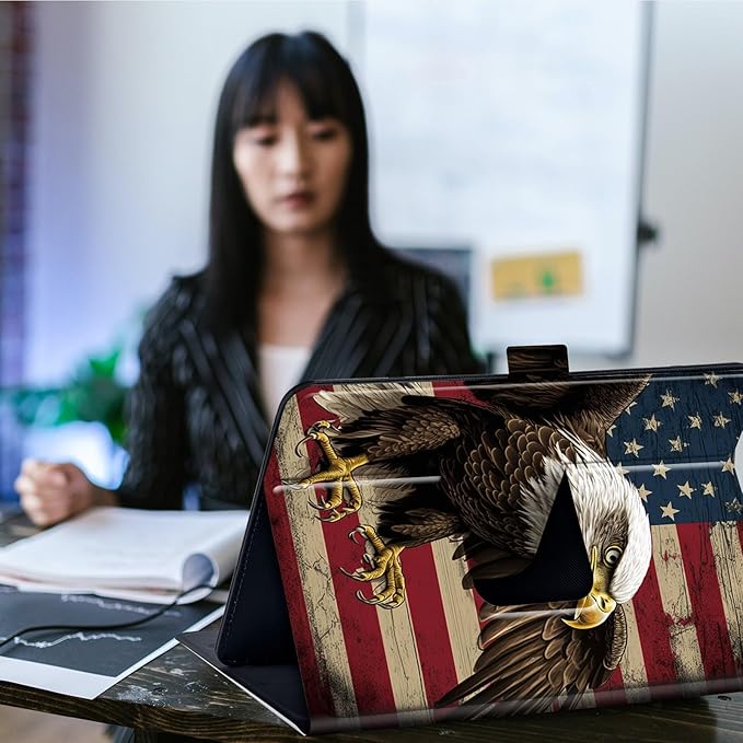 Case for Lenovo Tab P11 Pro Gen 2 11.2" 2022,Mxfdegf 360 Degree Rotating Stand and Magnetic Closure Case for 11.2 inch Lenovo Tab P11 Pro 2nd Generation,American Flag Owl