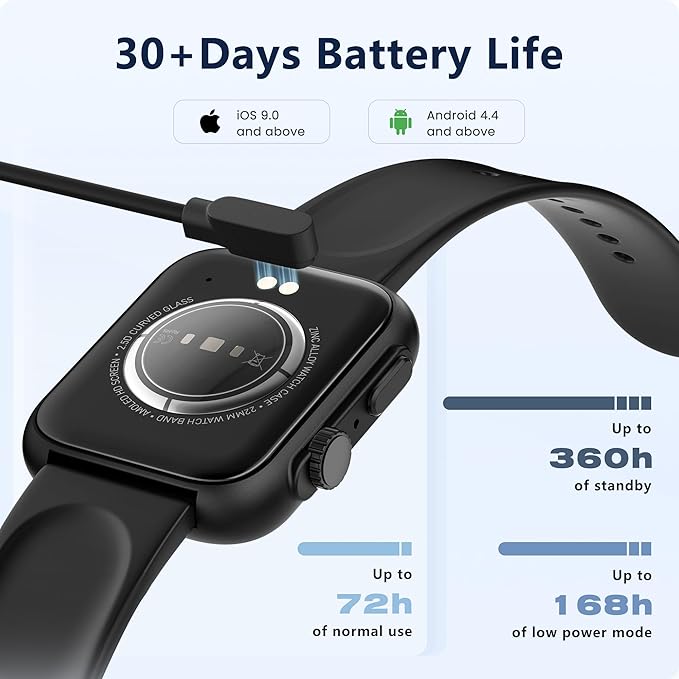 Smart Watch for Men Women [46mm], Bluetooth Call, Sleep & Stress Tracking, 120+ Sports Modes, GPS Activity Tracker, Water Resistant (Black)