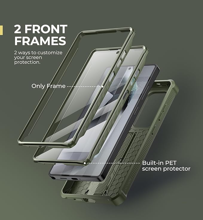 Dexnor for Samsung Galaxy S25 Ultra Case with Built-in Slide Camera Cover & Screen Protector & Kickstand, Heavy-Duty Shockproof Rugged Case Full-Body Bumper Cover for Galaxy S25 Ultra(2025),Army Green