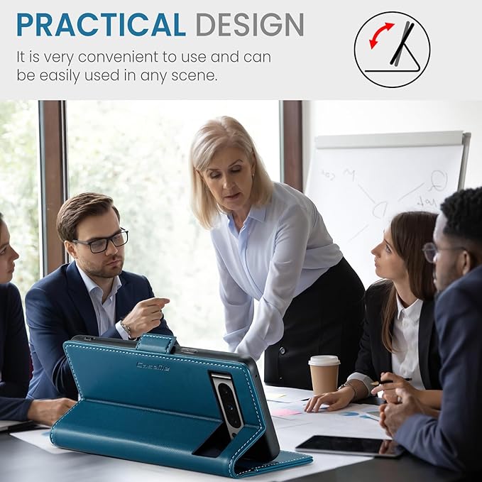 for Google Pixel 8 Pro Case, Premium PU Leather Wallet Case Flip Cover with [RFID Blocking][Card Holder][Stand Function] Shockproof Protective for Google 8 Pro, Blue