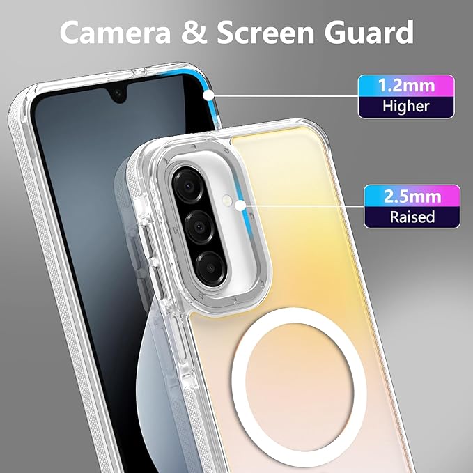 MOWIME Magnetic Case for Samsung Galaxy A17 5G [Compatible with Magsafe] [Cute Fashion Fluorescent Design] [1 Screen Protector] Slim Translucent Matte Case for Galaxy A17 5G 6.7", White