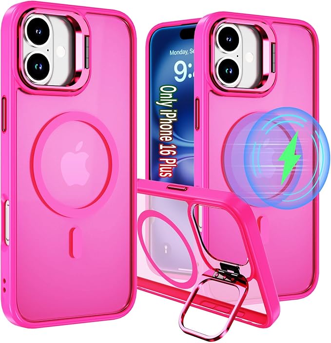 for iPhone 16 Plus Case Magnetic for 16Plus, [Compatible with Magsafe] [Military-Grade Protection] Shockproof Slim Magnetic Case for iPhone 16 Plus, Pink