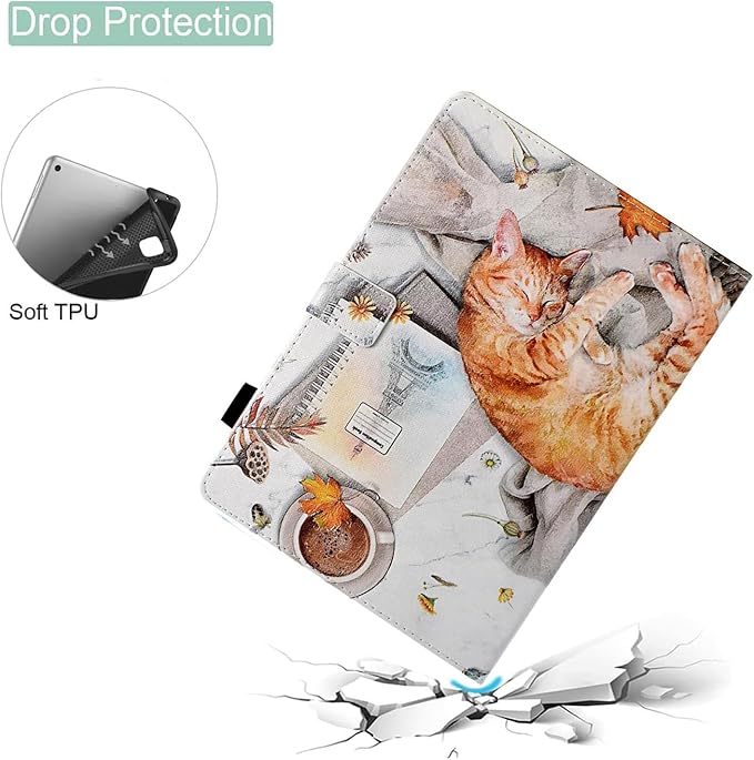 Case for Samsung Galaxy Tab A9+/A9 Plus 11 inch 2023 2024(SM-X210/X216/X218),PU Leather Multi Angle Stand Cover Slim Folio Protective Case for Galaxy Tab A9 Plus, Auto Wake/Sleep,Lazy Cat
