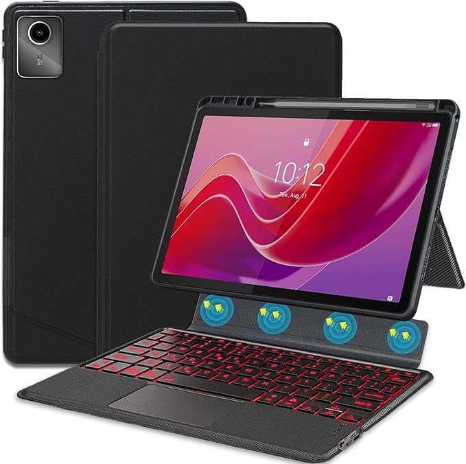 Backlit Touchpad Keyboard Case for Lenovo Tab M11 2024 11 Inch, Backlight Multi-Angle Kickstand,Portrait/Landscape Stand Detachable Magnetic Cover Case for Lenovo Tab M11 11” 2024(TB330FU/TB330XU)