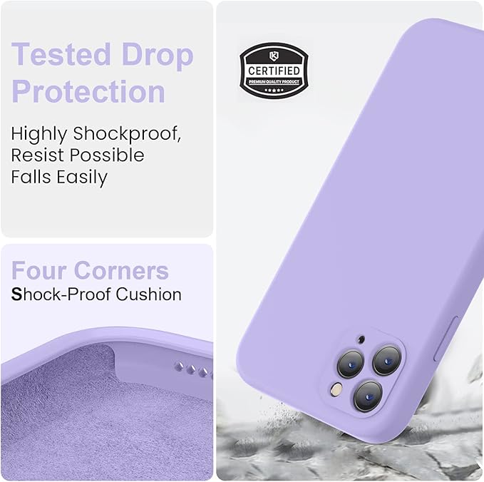 Vooii Compatible with iPhone 11 Pro Case, Upgraded Liquid Silicone with [Flat Edges] [Camera Protection] [Soft Anti-Scratch Microfiber Lining] Phone Case for iPhone 11 Pro 5.8 inch - Light Purple
