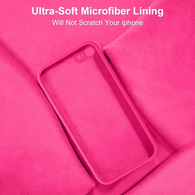 Vooii for iPhone SE Case 2022/3rd/2020,iPhone 8/7 Case, Upgraded Liquid Silicone with [Flat Edges] [Camera Protection] [Soft Anti-Scratch Microfiber Lining] Phone Case for iPhone SE - Hot Pink