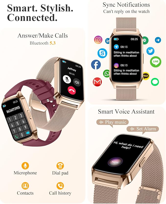 Fitness Tracker Watch for Women Men, Step Counter Compatible with iPhone Android, IP68 Waterproof Activity Tracker with Calorie and Sleep Monitor, 110+ Sports Modes Pedometer Smartwatch Smart Watch