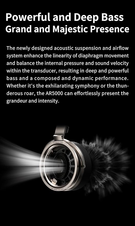 Aune AR5000 Full-Size Open-Back Headphones with MLD Driver, Dynamic Driver, Detachable Cable, Over-Ear HiFi Hi-Res Audiophile Headphones for HiFi System, Home Audio, DAP (AR5000 EU)